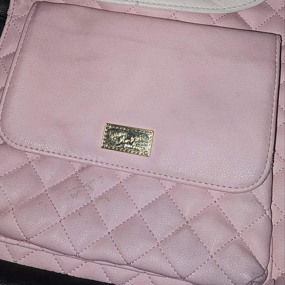 💰Luv Betsey Chic Black and Pink Quilted Backpack